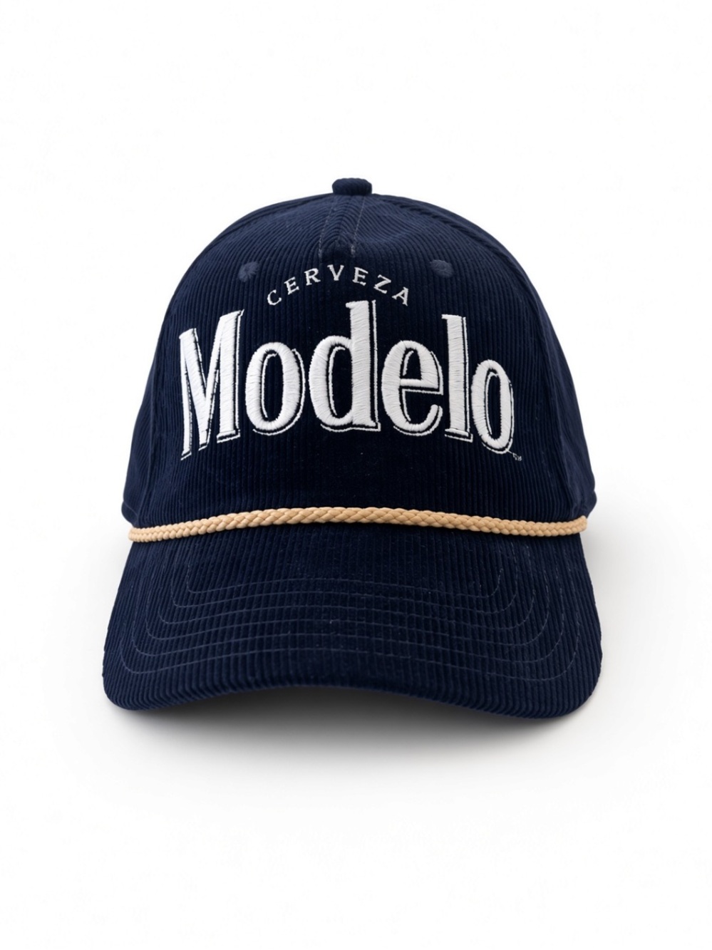 Modelo Cerveza Corduroy Baseball Cap Rope Detail Adjustable Snapback Navy NWT